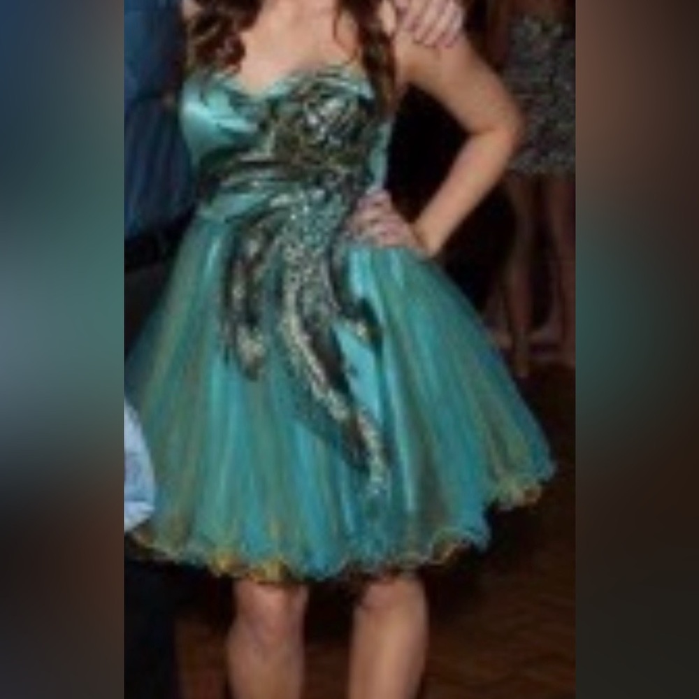 Nina Canacci Teal Blue Sweetheart Prom Gown - Picture 8 of 8